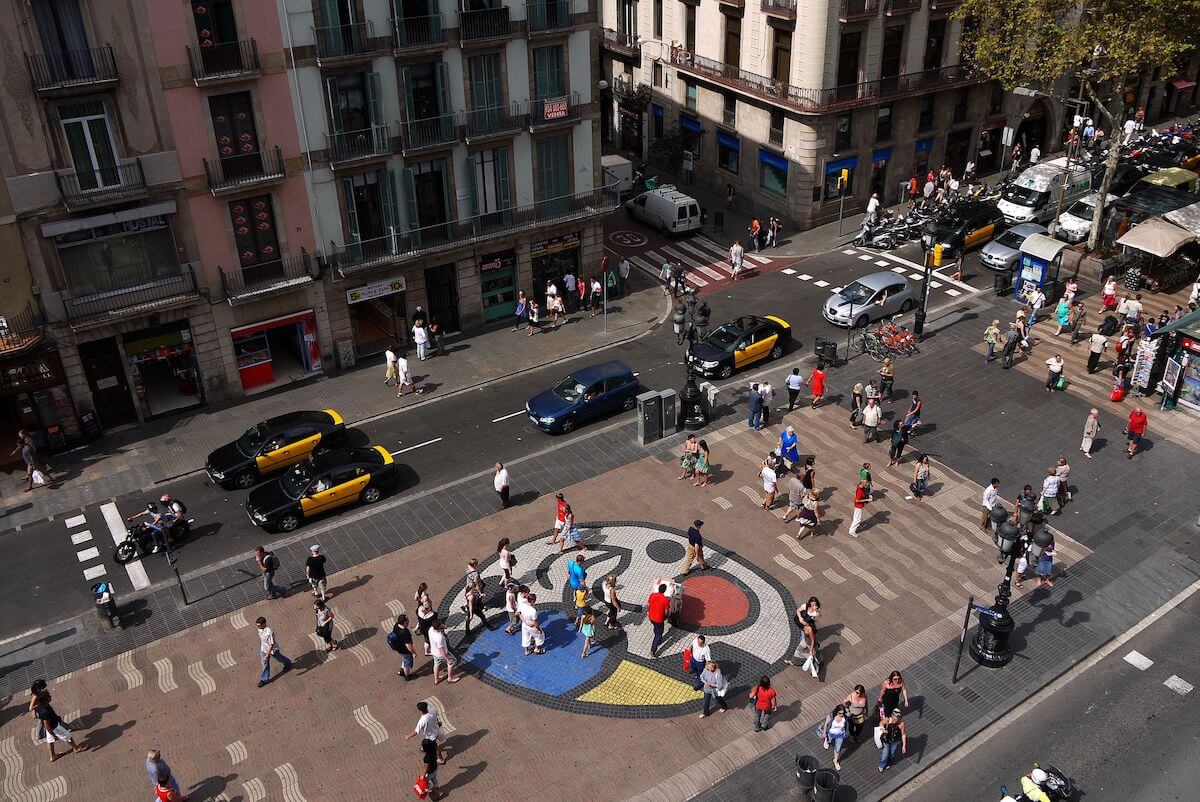 Vista aèria de la Rambla amb el mosaic de Miró © Vicente Zambrano González