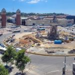 Obras en la Plaza Espanya de Barcelona