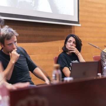 Edu Ponces, Anna Surinyach y Abdoulaye Fall en las Jornadas del IEFC, por David Aguinaga