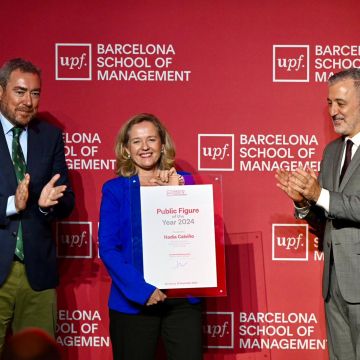 Nadia Calviño rep el guardó 'Public Figure of the Year’ de la UPF-BSM