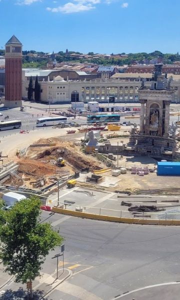 Obras en la Plaza Espanya de Barcelona Obras en la Plaza Espanya de Barcelona