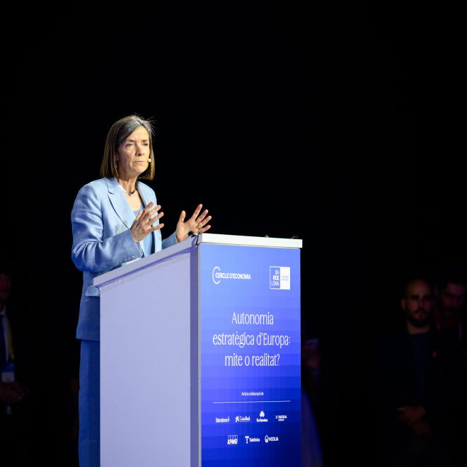 Teresa García Milà, presidenta del Cercle d'Economia, durant la segona jornada de la Reunió Anual.