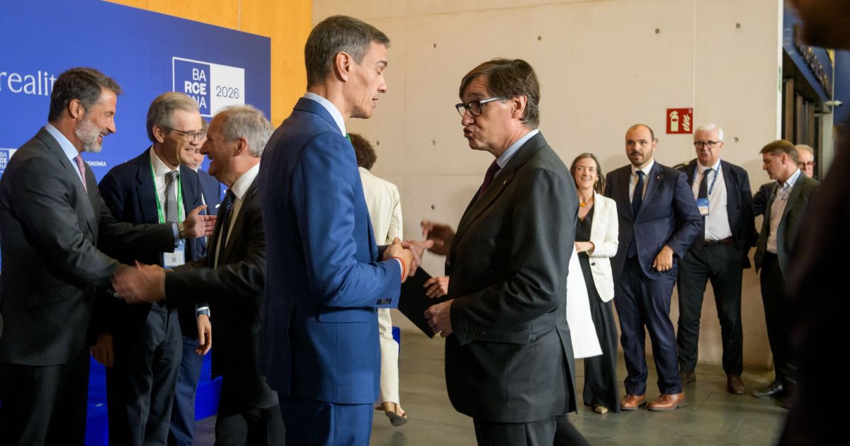 Pedro Sánchez i Salvador Illa a la seva arribada a la Reunió Anual. © Cercle d'Economia