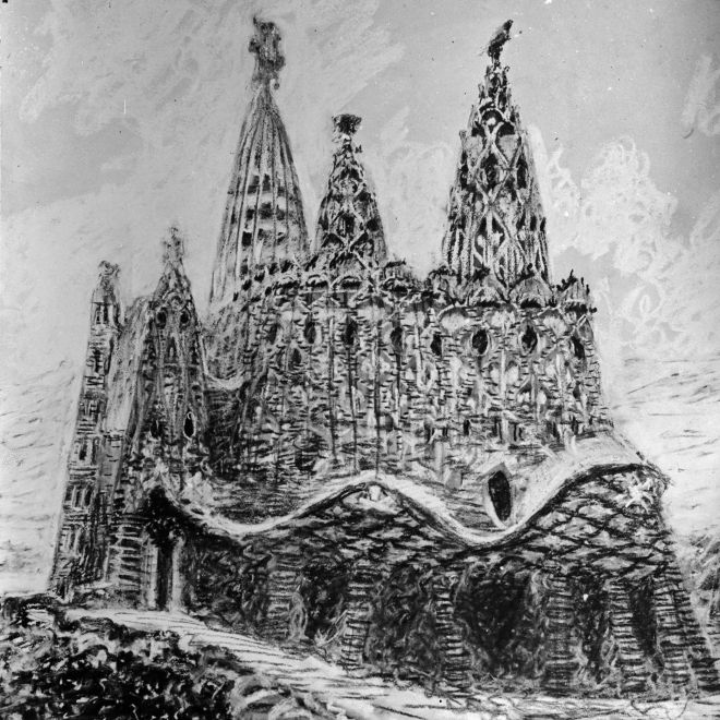Esbós de la Cripta Gaudí de la Colònia Güell. © Consorci de la Colònia Güell Esbós de la Cripta Gaudí de la Colònia Güell. © Consorci de la Colònia Güell