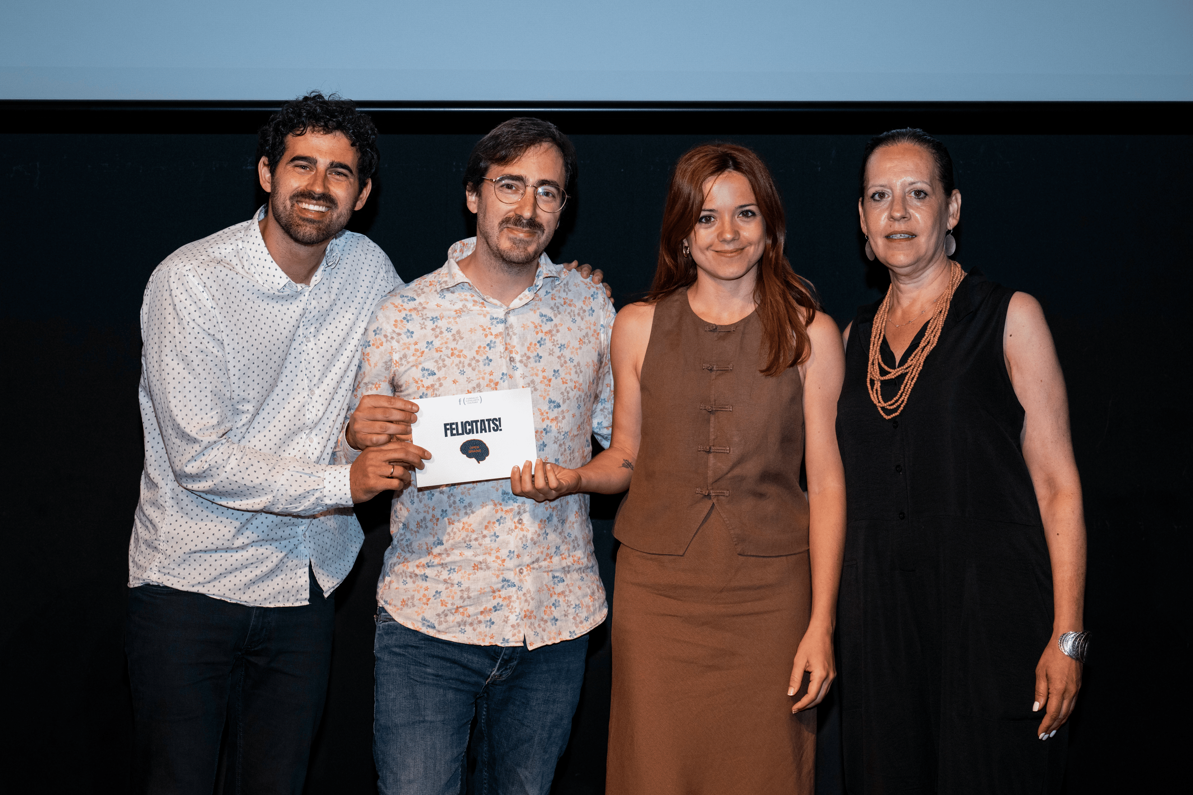 David Sánchez Bestué i Daniel Luque (Open Brains), Elena Busquets (The New Barcelona Post) i Núria Vilamajó (Girem Full)