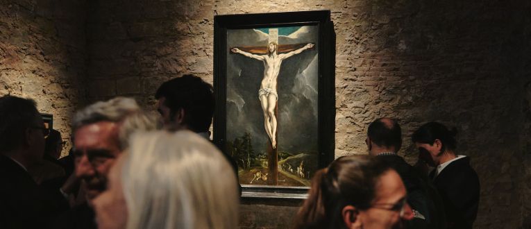 L'obra 'Crist a la creu' d'El Greco exposada a la col·lecció de l'Hospital de Sant Saver. © Col·lecció Casacuberta Marsans / Nereis Ferrer. L'obra 'Crist a la creu' d'El Greco exposada a la col·lecció de l'Hospital de Sant Saver. © Col·lecció Casacuberta Marsans / Nereis Ferrer.