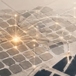 Abstract map of Barcelona with data connections © Image generated with AI