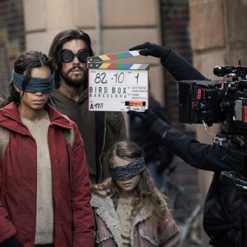 Rodatge del fim 'Birdbox Barcelona', amb Mario Casas.