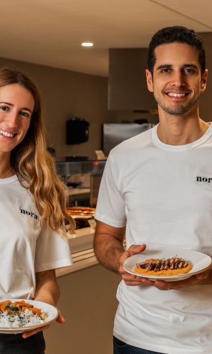 Nora Vallcorba i Albert Solé, cofundadors de Nora Real Food © Nora Real Food Nora Vallcorba i Albert Solé, cofundadors de Nora Real Food © Nora Real Food