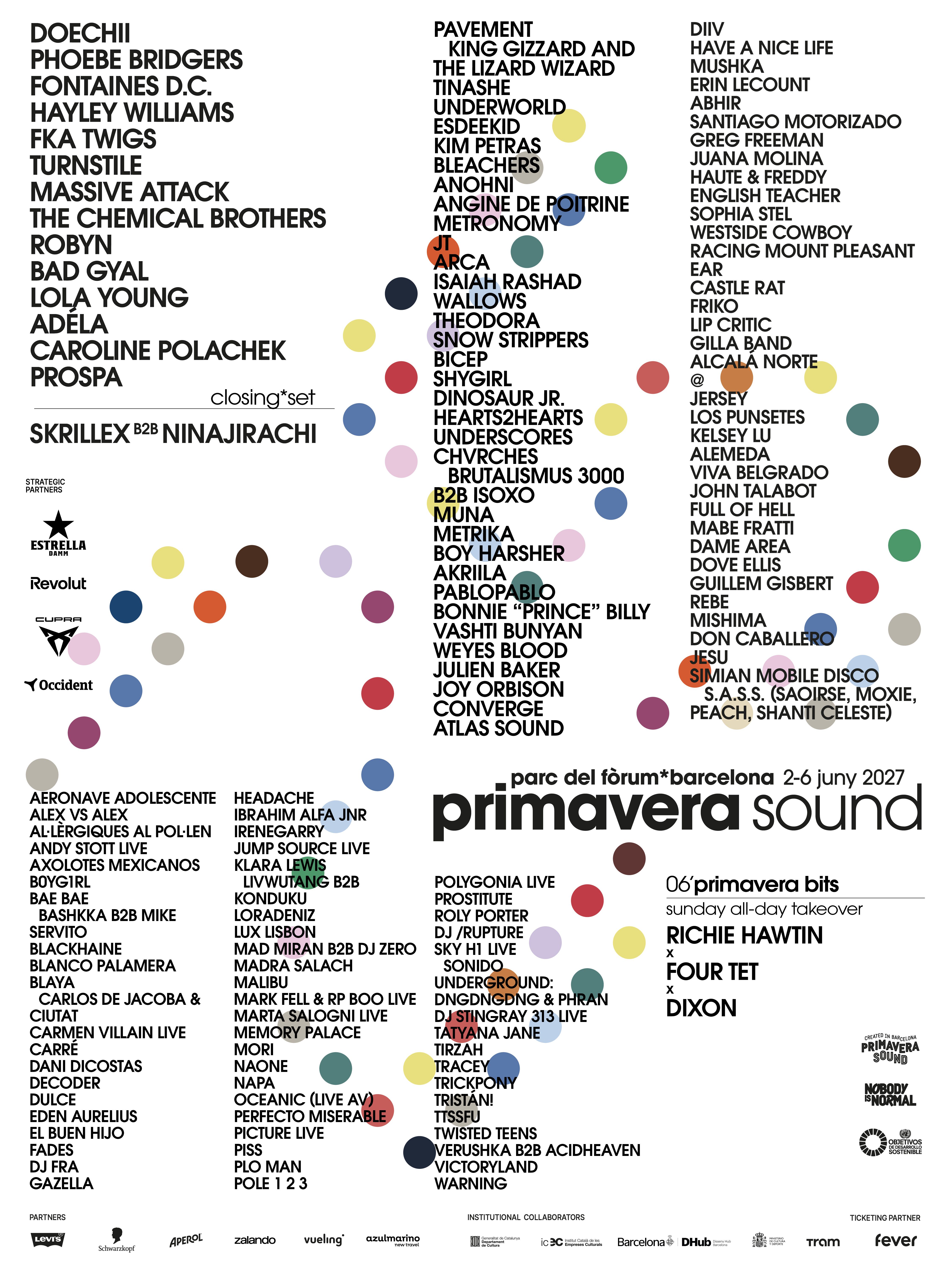 El cartel del Primavera Sound 2027 El cartel del Primavera Sound 2027