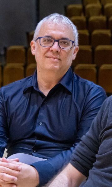 Jordi Abelló, membre de Música Reservata de Barcelona i Esteve Costa, el director convidat
