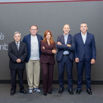 Marcos Ugarte (Grup PHAROS), Aleix Valls (WeArtificial), Elena Busquets (The New Barcelona Post), Xavier Comerma (Banc Sabadell) i Benito Reales (Banc Sabadell) © Àngel Bravo