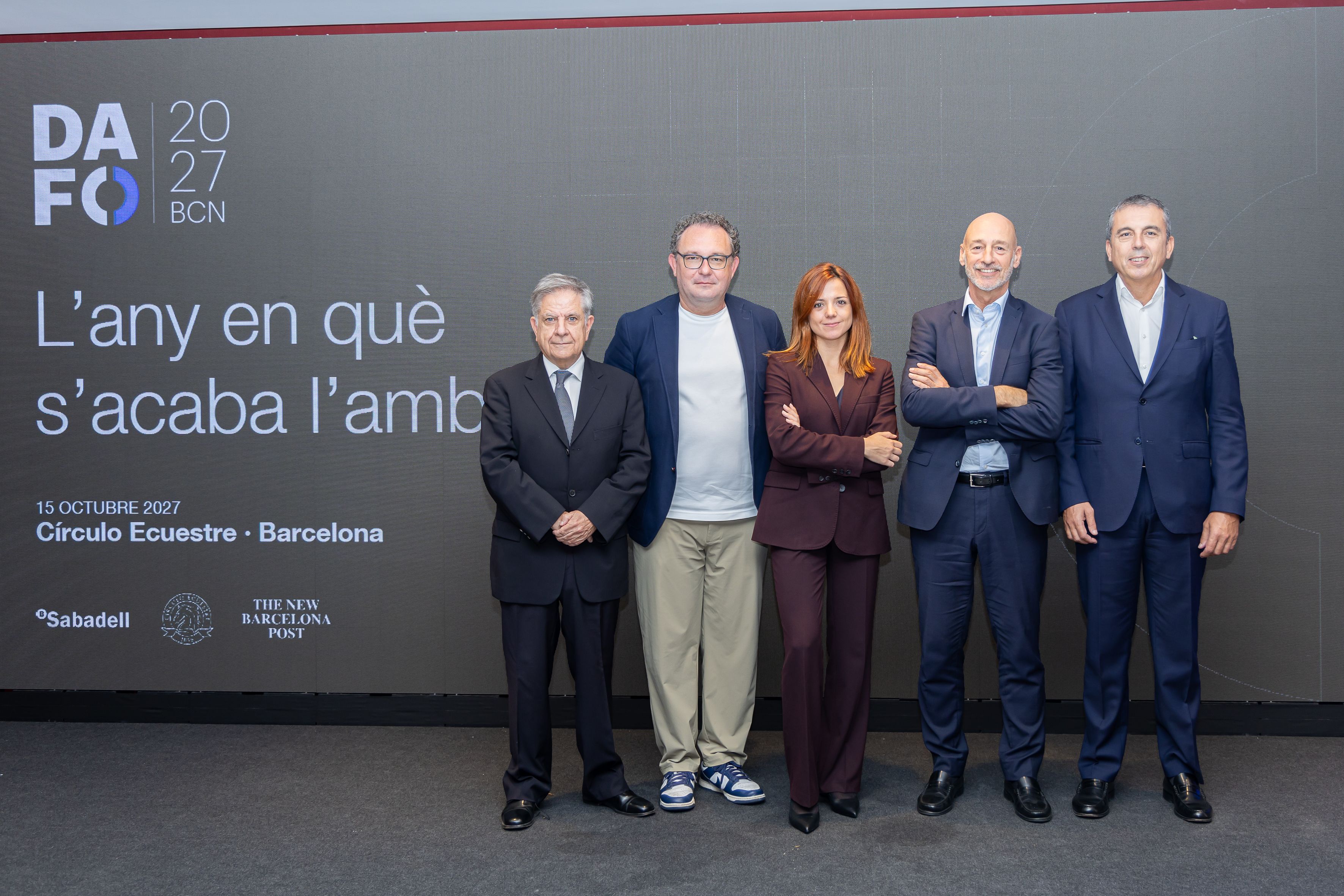 Marcos Ugarte (Grup PHAROS), Aleix Valls (WeArtificial), Elena Busquets (The New Barcelona Post), Xavier Comerma (Banc Sabadell) i Benito Reales (Banc Sabadell) © Àngel Bravo