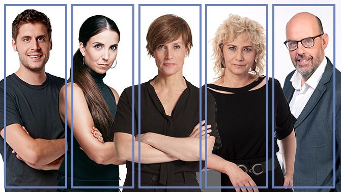 Roger Escapa, Laura Rosel, Raquel Sans, Mònica Terribas i Jordi Basté.