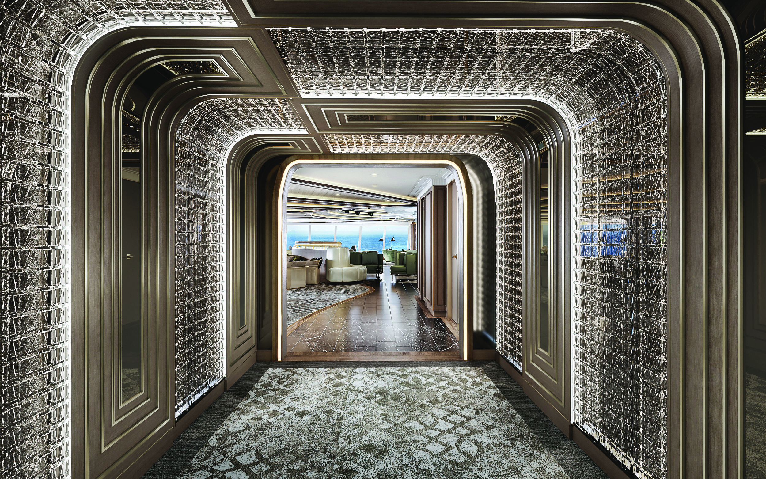Bonsai de bronce y vidrio en el Seven Seas Grandeur.