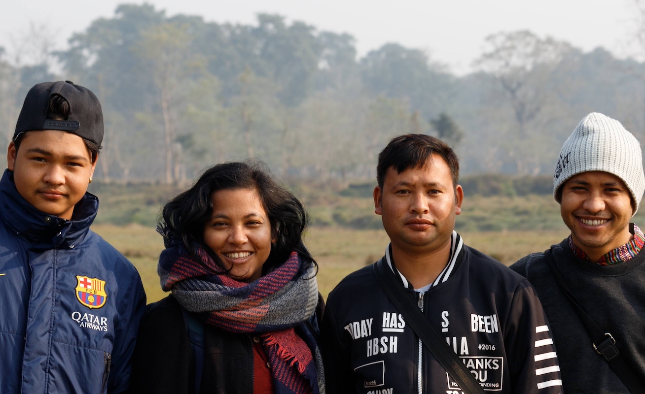 Chandra Kala con algunos de sus hermanos.