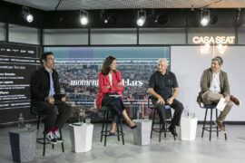 Ainhoa Grandes, Josep Lagares i Eloi Planes durant la sessió de Moments Estel·lars