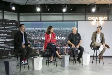Ainhoa Grandes, Josep Lagares i Eloi Planes durant la sessió de Moments Estel·lars