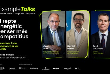La sessió 'Eixample Talks: el repte energètic per ser més competitius' se celebrarà el dimecres 3 de desembre a la seu de Pimec.