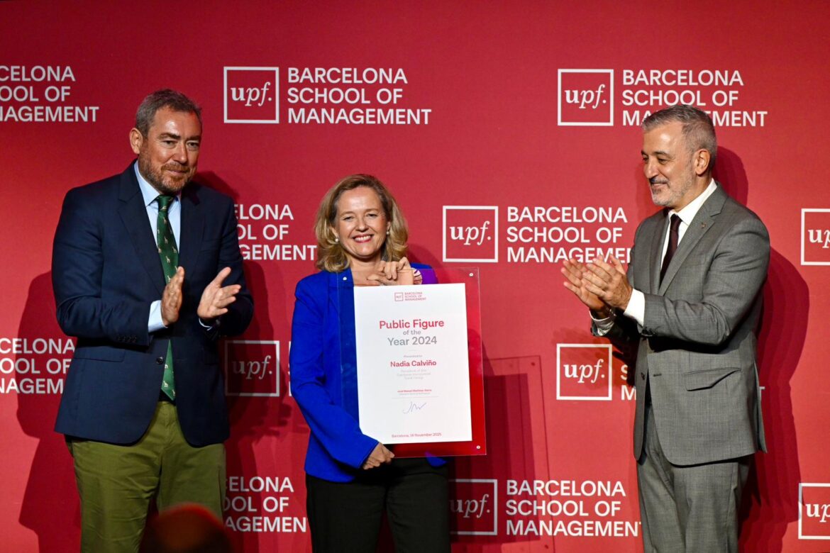 Nadia Calviño rep el guardó 'Public Figure of the Year’ de la UPF-BSM