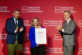 Nadia Calviño rep el guardó 'Public Figure of the Year’ de la UPF-BSM