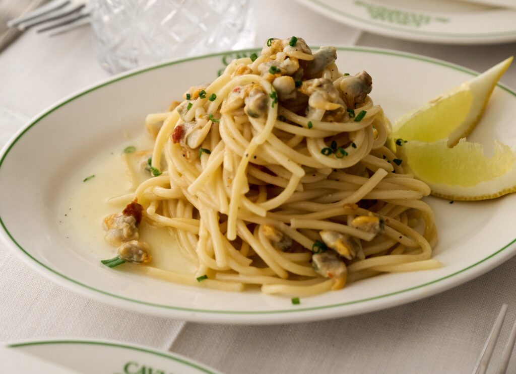 Pasta con berberechos.