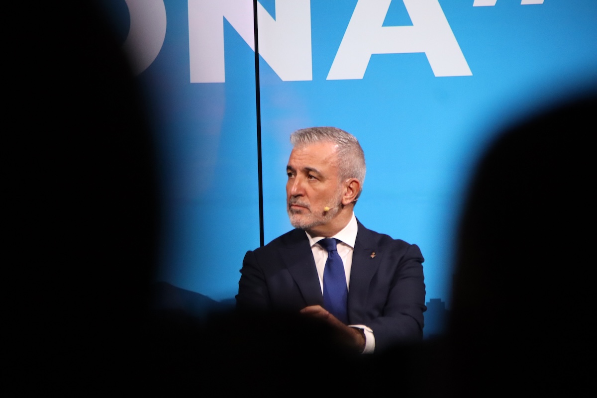 Jaume Collboni en el diálogo en Foment del Treball. © Blanca Blay / ACN